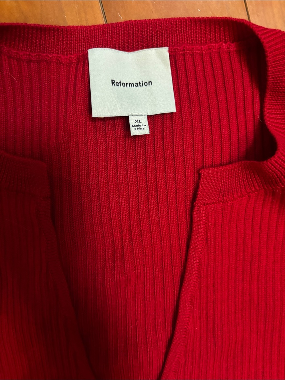 Reformation Red Wrap Ribbed Knit Top - Picture 8 of 9